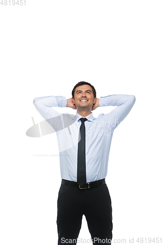 Image of handsome businessman in blue shirt