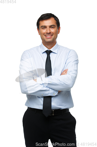 Image of handsome businessman in blue shirt