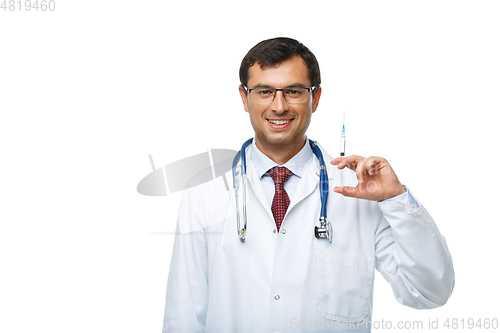 Image of doctor in white robe with stethoscope