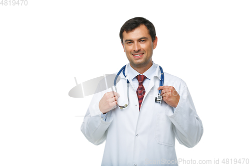 Image of doctor in white robe with stethoscope