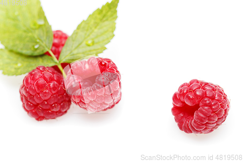 Image of raspberry berries isolated on white