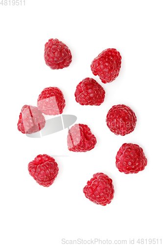 Image of raspberry berries isolated on white