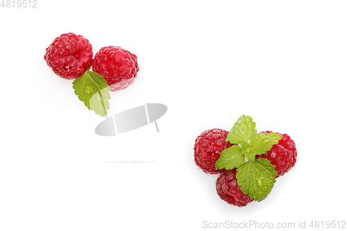 Image of raspberry berries isolated on white