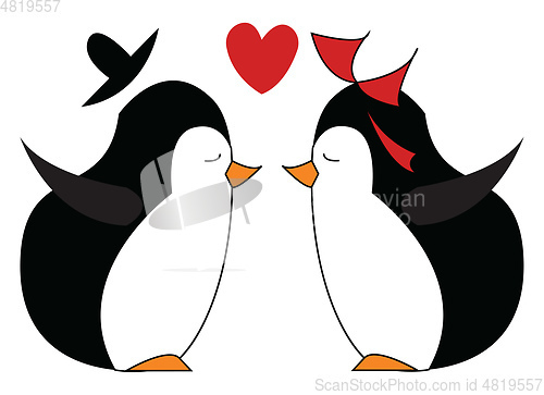 Image of Two penguins about to kiss each other are in deep love vector co