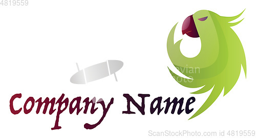 Image of Green parrot head next to a blank text space vector logo illustr