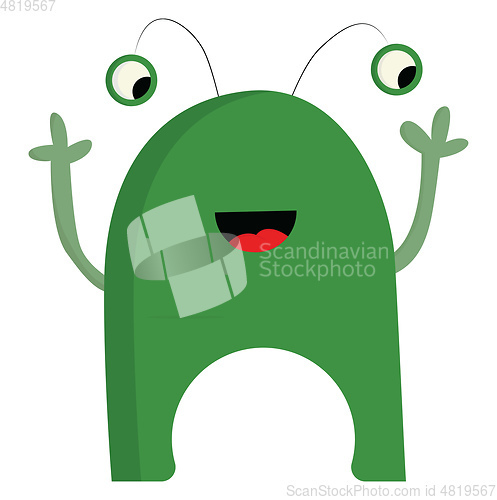 Image of The happy green monster vector or color illustration