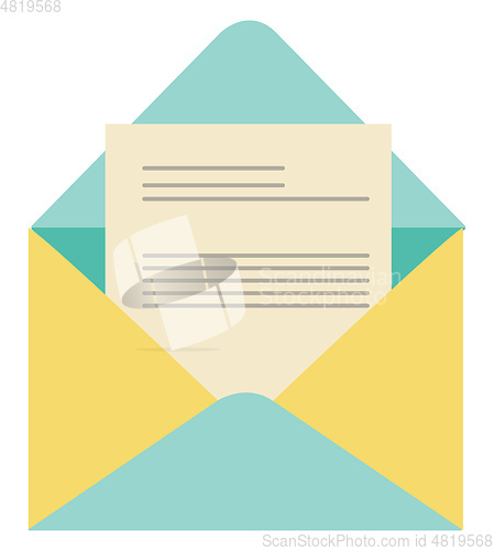 Image of A letter enclosed in an envelope left opened vector or color ill