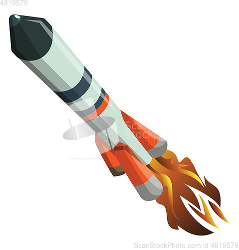 Image of White long flying rocket vector illustration on white background