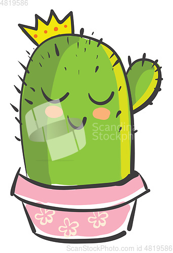 Image of A cute prickly cactus plant emoji in a pink pot is smiling with 