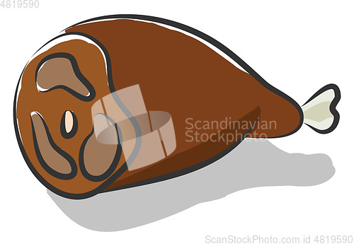 Image of Cooked cartoon leg of meat that is yummy and delicious vector or