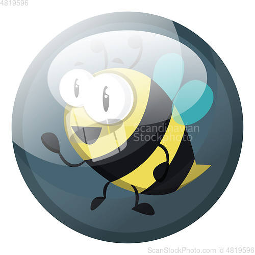 Image of Cartoon character of a bee vector illustration in grey blue circ