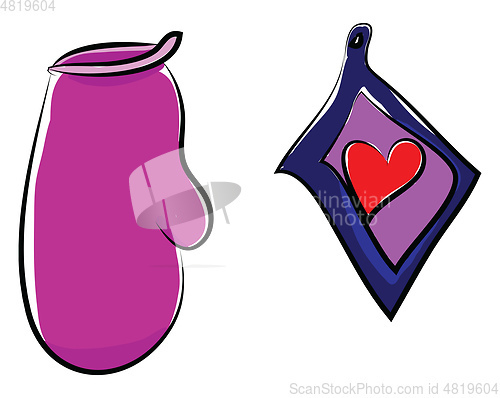 Image of The purple-colored oven hand glove vector or color illustration