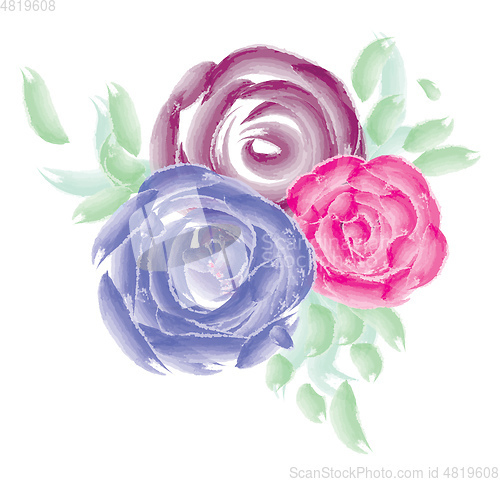 Image of A red and blue colored flower vector or color illustration