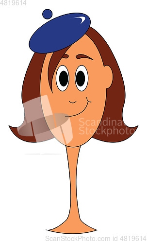 Image of Lady with a little blue hatillustration vector on white backgrou