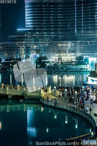 Image of View on Burj Khalifa, Dubai, UAE, at night