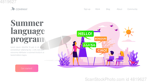 Image of Language learning camp landing page template