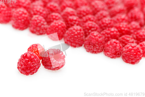 Image of raspberry berries isolated on white