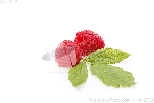 Image of raspberry berries isolated on white