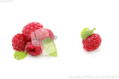 Image of raspberry berries isolated on white