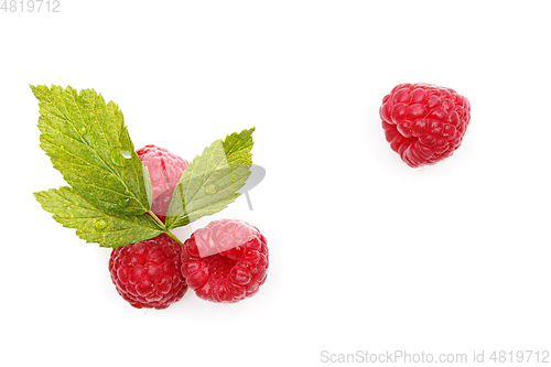 Image of raspberry berries isolated on white