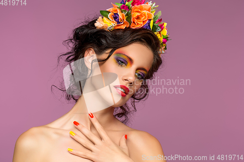 Image of beautiful girl with flower accessories