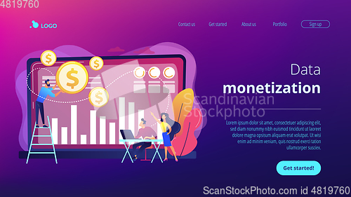 Image of Data monetization concept landing page.