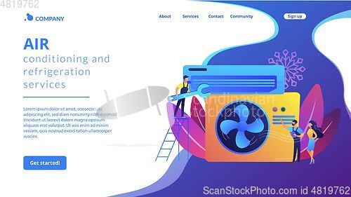 Image of Air conditioning and refrigeration services concept landing page