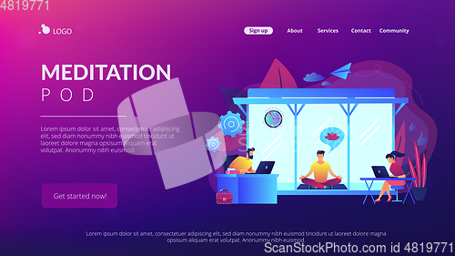 Image of Office meditation booth concept landing page.