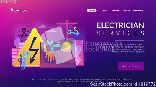Image of Electrician services concept landing page