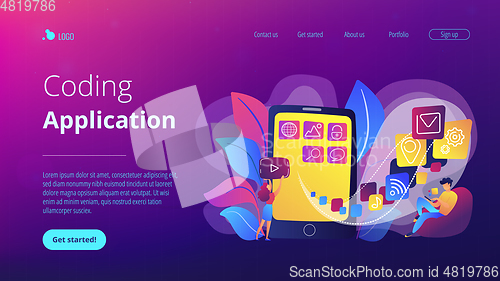 Image of Mobile application development vector illustration