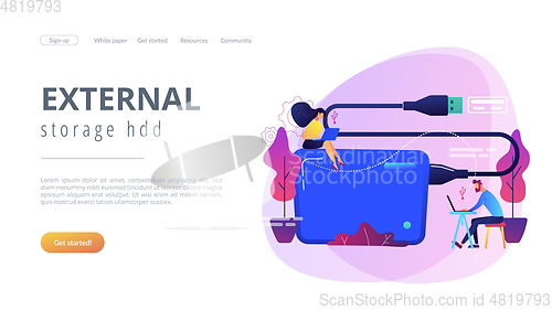 Image of External hard drive concept landing page.