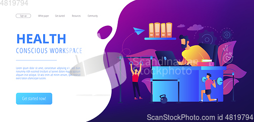 Image of Fitness-focused workspace concept landing page.