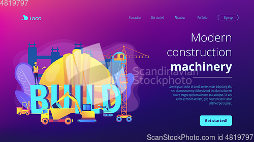 Image of Modern construction machinery concept landing page