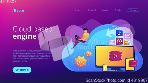 Image of Cloud based engine concept landing page.