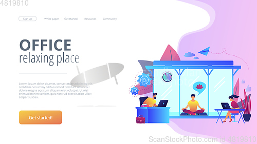 Image of Office meditation booth concept landing page.