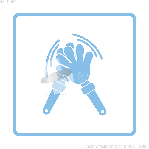 Image of Football fans clap hand toy icon