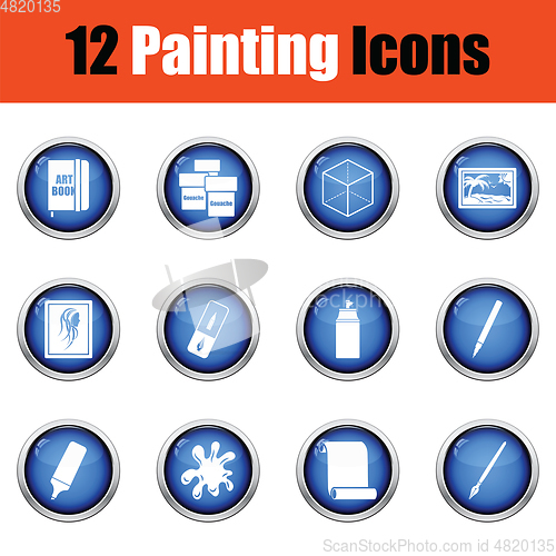 Image of Set of painting icons. 