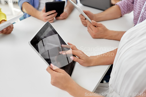 Image of group of high school students with tablet pc