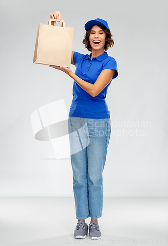 Image of delivery woman with food in paper bag