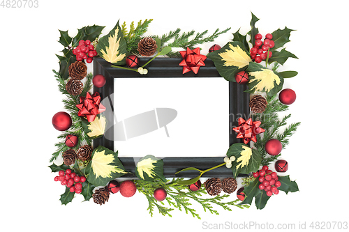 Image of Festive Christmas Abstract Background Border Composition 