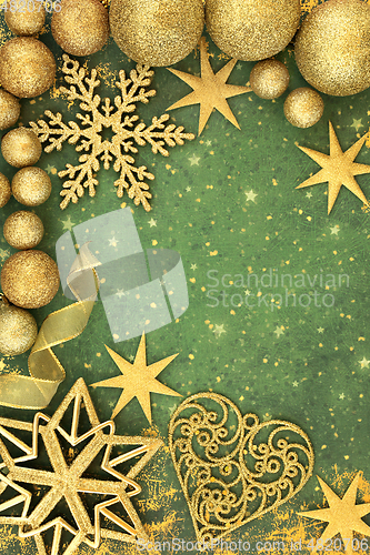 Image of Abstract Christmas Background with Gold Decorations