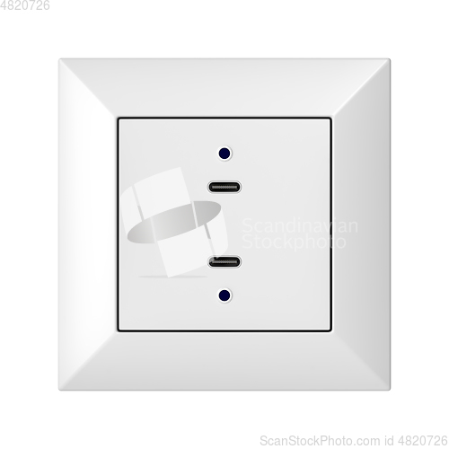 Image of White wall socket with USB-C charging ports