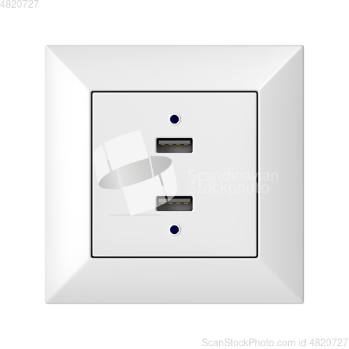 Image of Front view of wall socket with USB charging ports