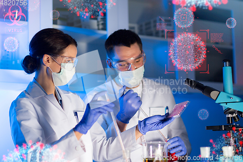 Image of scientists working on coronavirus vaccine at lab