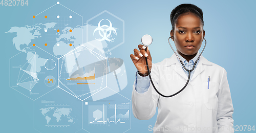 Image of african american female doctor with stethoscope