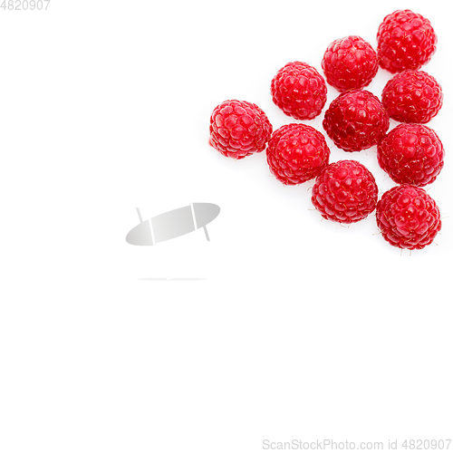 Image of raspberry berries isolated on white