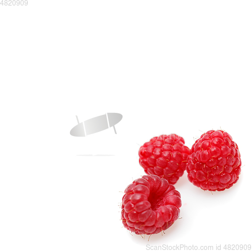 Image of raspberry berries isolated on white