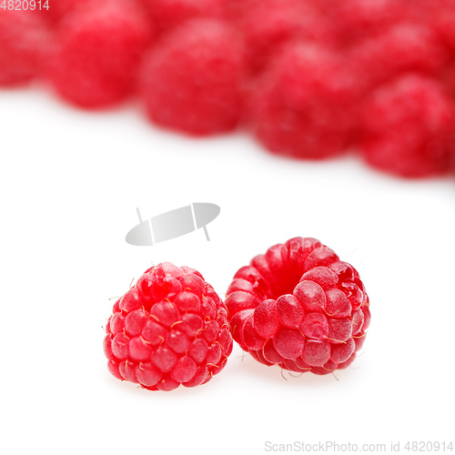 Image of raspberry berries isolated on white