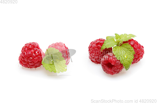 Image of raspberry berries isolated on white