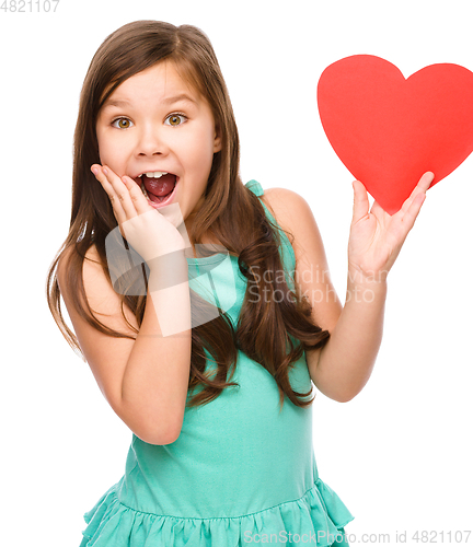 Image of Portrait of a little girl in red